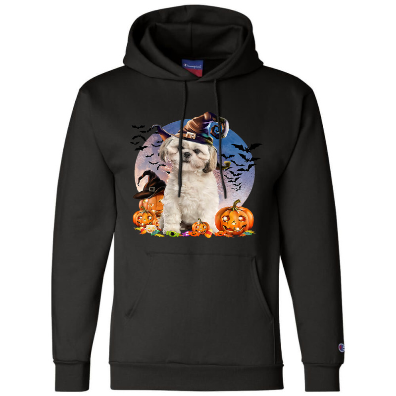 Dog Halloween Shih Tzu Jack O Lantern Pumpkin Moon 52 Champion Hoodie | Artistshot