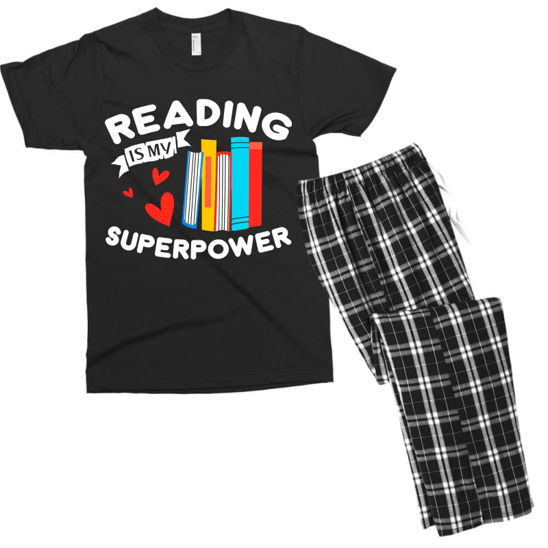 Reading Is My Superpower Design, Book Design, Book Lovers Men's T-shirt Pajama Set | Artistshot