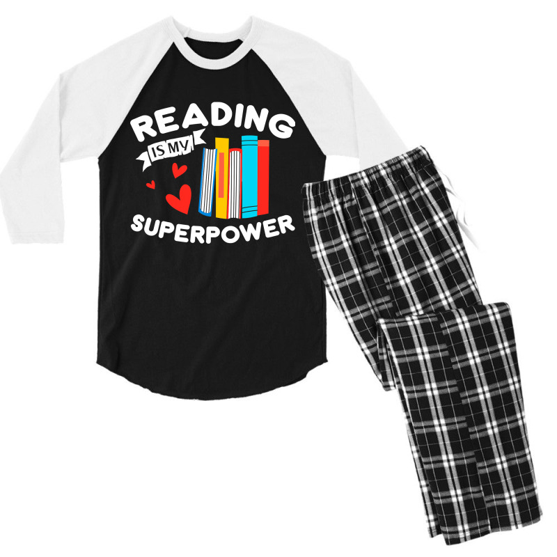 Reading Is My Superpower Design, Book Design, Book Lovers Men's 3/4 Sleeve Pajama Set | Artistshot