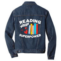 Reading Is My Superpower Design, Book Design, Book Lovers Men Denim Jacket | Artistshot