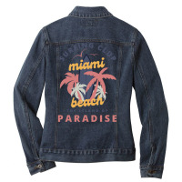 Miami Beach Florida Shirtsurfing Club Miami Beach The Island Of Paradi Ladies Denim Jacket | Artistshot