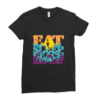 Eat Sleep Beach Repeat Retro Sunset Paradise   Eat Sleep Beach Repeat Ladies Fitted T-shirt | Artistshot