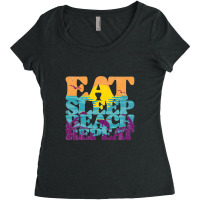 Eat Sleep Beach Repeat Retro Sunset Paradise   Eat Sleep Beach Repeat Women's Triblend Scoop T-shirt | Artistshot