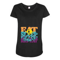 Eat Sleep Beach Repeat Retro Sunset Paradise   Eat Sleep Beach Repeat Maternity Scoop Neck T-shirt | Artistshot