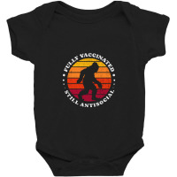 Fully Vaccinated Still Antisocial Bigfoot Retro Sunset   Fully Vaccina Baby Bodysuit | Artistshot