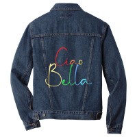 Ciao Bella Cute Graphic Hello Italy Long Sleeve T Shirt Men Denim Jacket | Artistshot