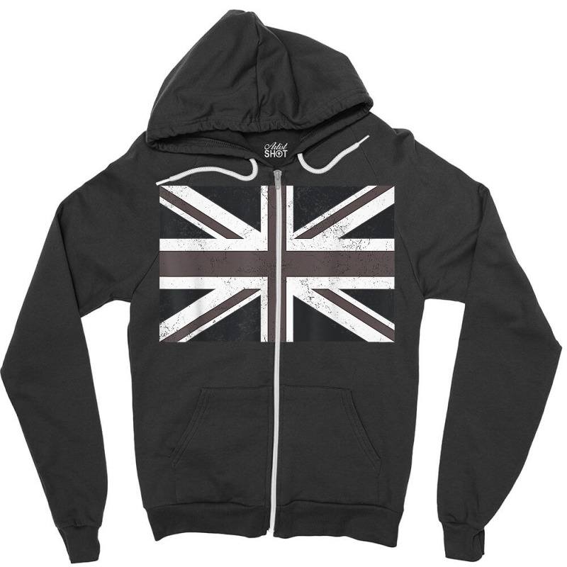 Distressed Black And White British Flag Great Britain Flag T Shirt Zipper Hoodie | Artistshot