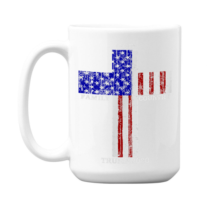 Christian Faith God Family Country Trump 2020 American Flag Funny Gift 15 Oz Coffee Mug | Artistshot