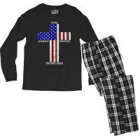 Christian Faith God Family Country Trump 2020 American Flag Funny Gift Men's Long Sleeve Pajama Set | Artistshot