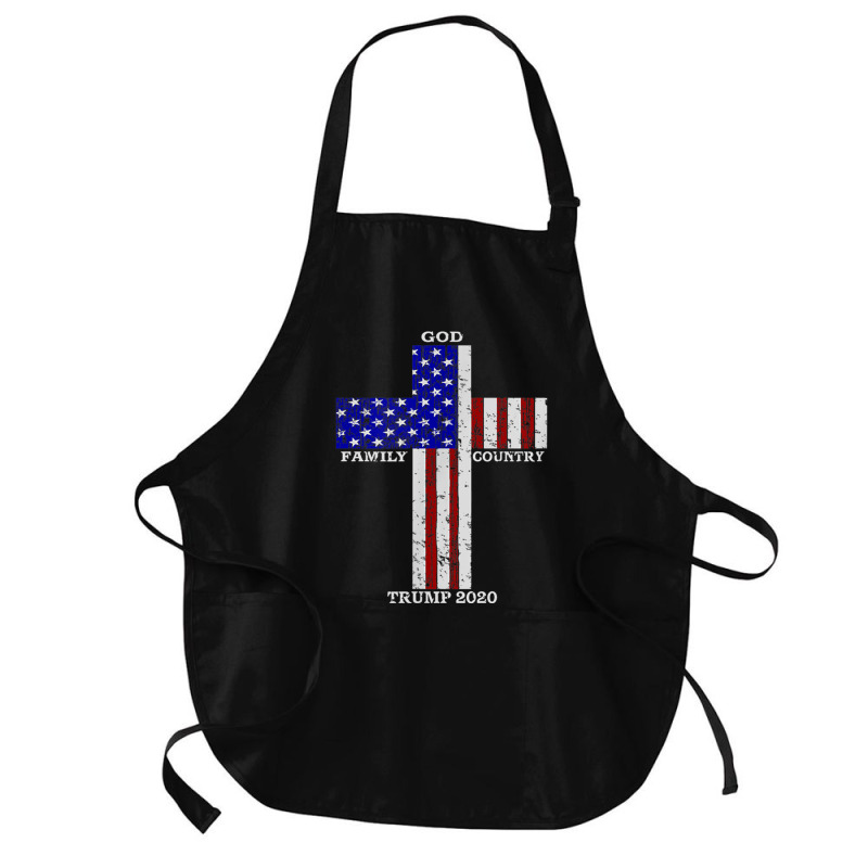 Christian Faith God Family Country Trump 2020 American Flag Funny Gift Medium-length Apron | Artistshot