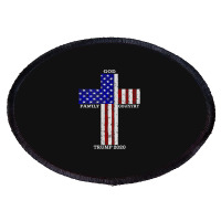 Christian Faith God Family Country Trump 2020 American Flag Funny Gift Oval Patch | Artistshot