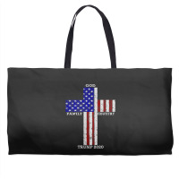 Christian Faith God Family Country Trump 2020 American Flag Funny Gift Weekender Totes | Artistshot