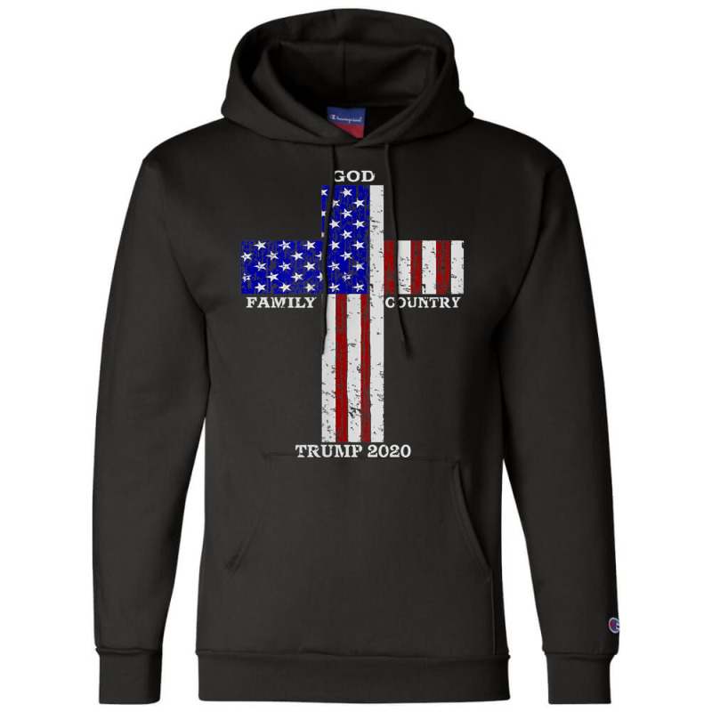 Christian Faith God Family Country Trump 2020 American Flag Funny Gift Champion Hoodie | Artistshot