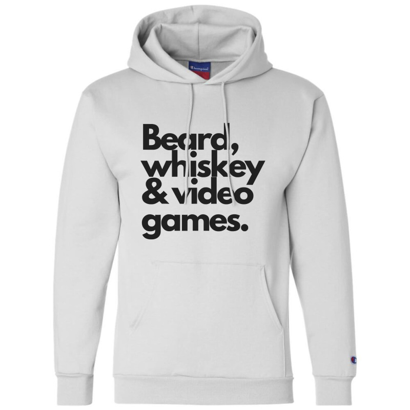 Beard, Whiskey   Video Games  Manly Whiskey Drinker Champion Hoodie | Artistshot