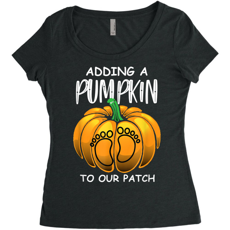 Pregnancy Thanksgiving Adding A Pumpkin To Our Patch T Shirt Women's Triblend Scoop T-shirt | Artistshot