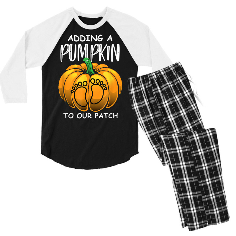 Pregnancy Thanksgiving Adding A Pumpkin To Our Patch T Shirt Men's 3/4 Sleeve Pajama Set | Artistshot