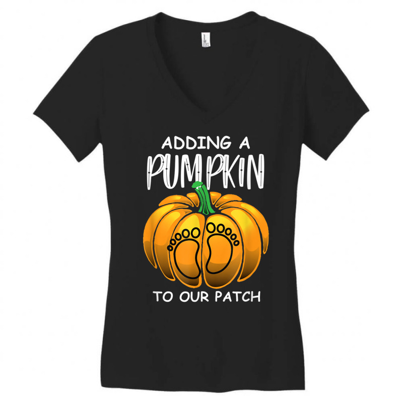 Pregnancy Thanksgiving Adding A Pumpkin To Our Patch T Shirt Women's V-neck T-shirt | Artistshot