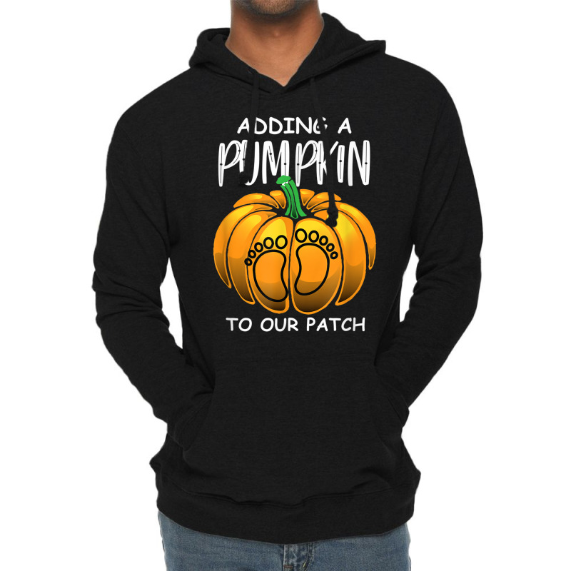 Pregnancy Thanksgiving Adding A Pumpkin To Our Patch T Shirt Lightweight Hoodie | Artistshot