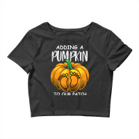 Pregnancy Thanksgiving Adding A Pumpkin To Our Patch T Shirt Crop Top | Artistshot