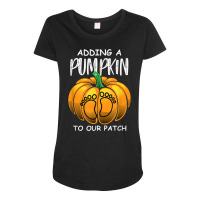 Pregnancy Thanksgiving Adding A Pumpkin To Our Patch T Shirt Maternity Scoop Neck T-shirt | Artistshot