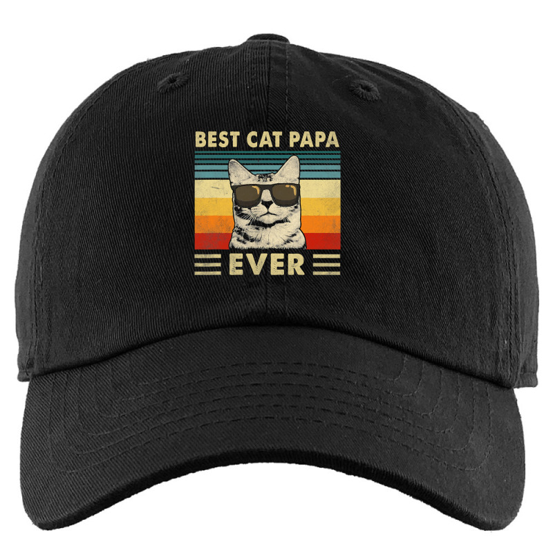 Best Cat Papa Ever  Vintage Retro Cat Dad Father Day Kids Cap | Artistshot