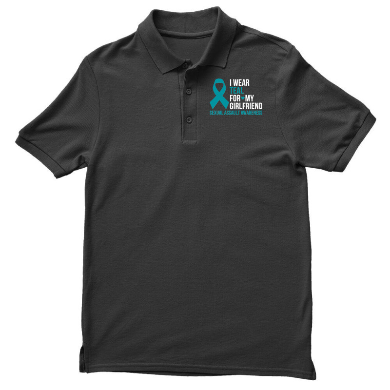 34.i Wear Teal For My Girlfriend Sexual Assault Awareness Month Sweats Men's Polo Shirt by LisaMarieRangel | Artistshot