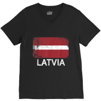 Latvian Flag T Shirt  Vintage Made In Latvia Gift V-neck Tee | Artistshot