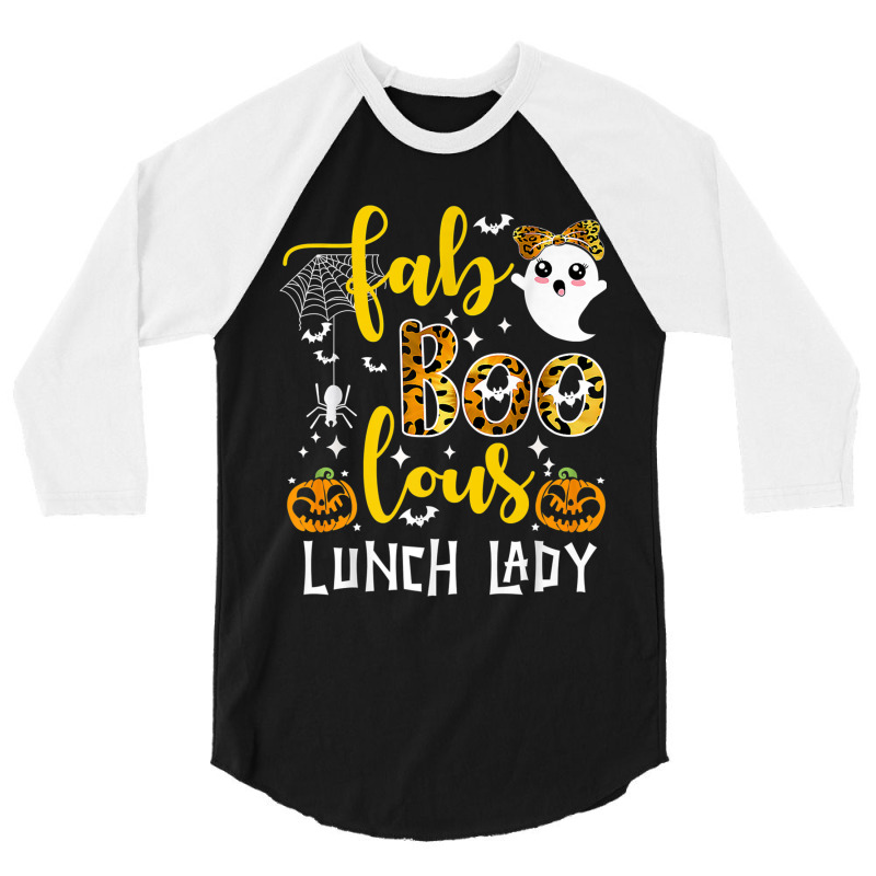 Leopard Fab Boo Lous Lunch Lady Team Teacher Spooky Season 3/4 Sleeve Shirt by MadisonDesign | Artistshot