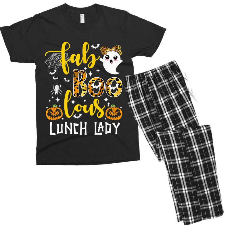 Leopard Fab Boo Lous Lunch Lady Team Teacher Spooky Season Men's T-shirt Pajama Set by MadisonDesign | Artistshot