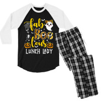 Leopard Fab Boo Lous Lunch Lady Team Teacher Spooky Season Men's 3/4 Sleeve Pajama Set | Artistshot