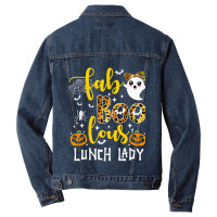 Leopard Fab Boo Lous Lunch Lady Team Teacher Spooky Season Men Denim Jacket | Artistshot