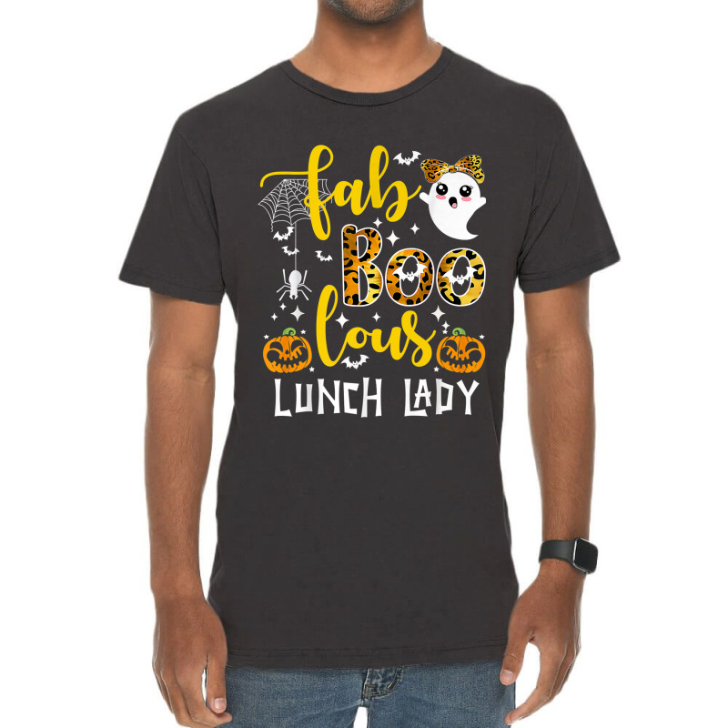 Leopard Fab Boo Lous Lunch Lady Team Teacher Spooky Season Vintage T-Shirt by MadisonDesign | Artistshot