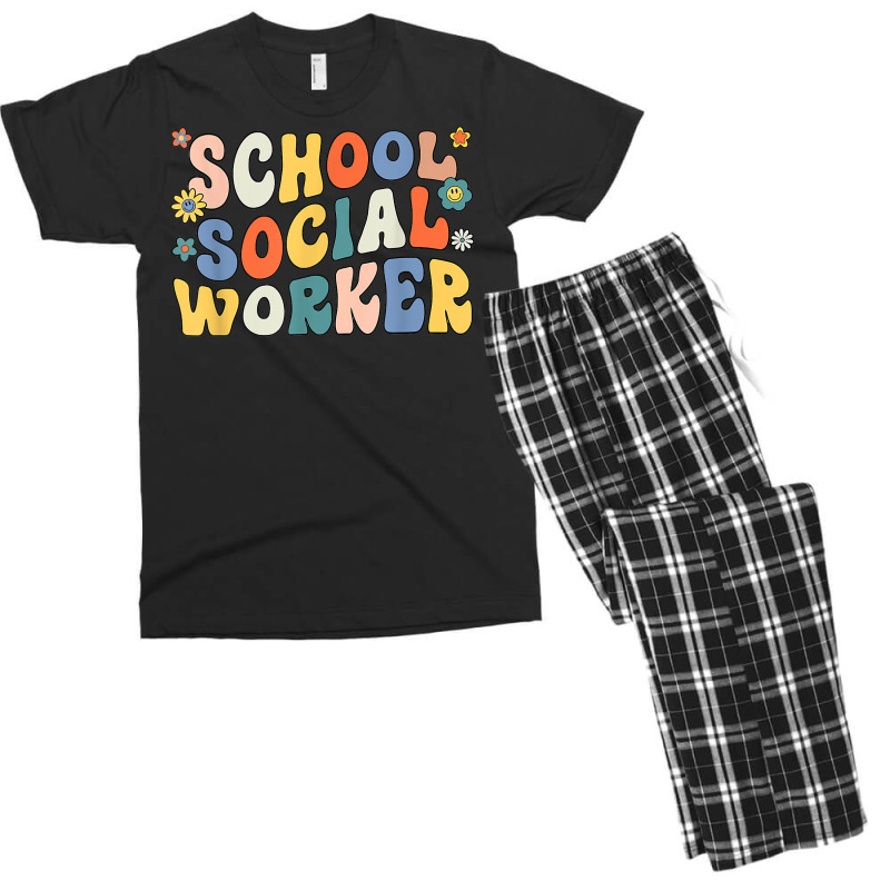 Groovy School Social Worker Coping Skills Back To School T Shirt Men's T-shirt Pajama Set | Artistshot