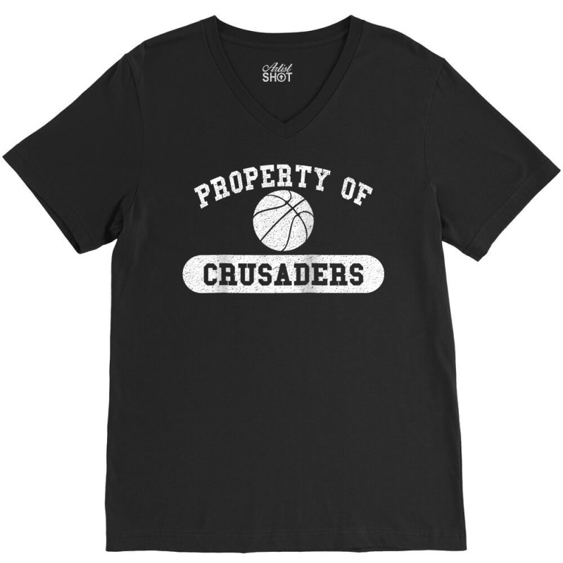 Property Of Crusaders Basketball Raglan Baseball Tee V-neck Tee | Artistshot