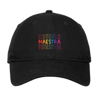 Maestra Spanish Bilingual Teacher Rainbow Back To School Adjustable Cap | Artistshot