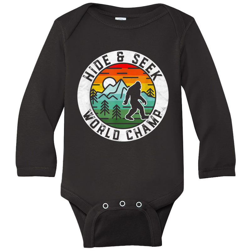 Bigfoot Hide   Seek World Champ Sasquatch Silhouette Long Sleeve Baby Bodysuit by EricWade | Artistshot