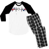 Costa Rica Panama Flag Costa Rican Panamanian Heartbeat T Shirt Men's 3/4 Sleeve Pajama Set | Artistshot