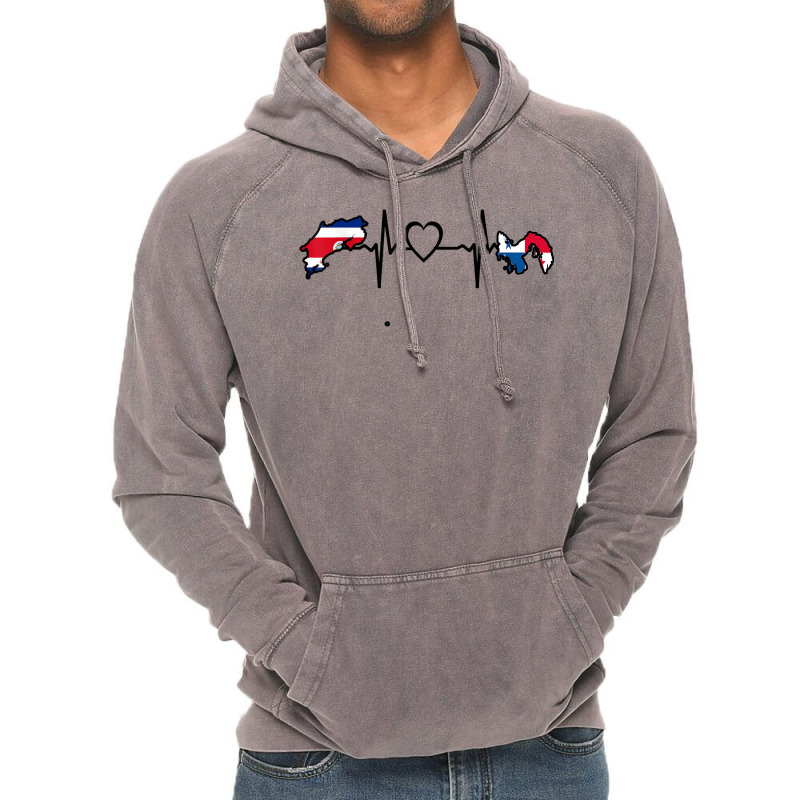 Costa Rica Panama Flag Costa Rican Panamanian Heartbeat T Shirt Vintage Hoodie by pilusoekyokeln | Artistshot