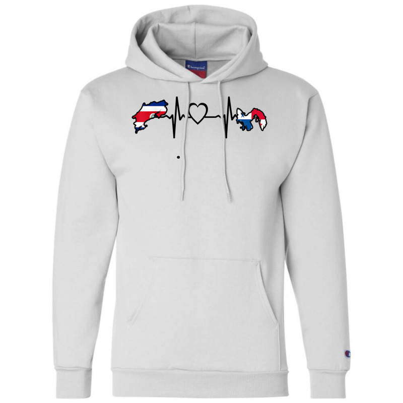 Costa Rica Panama Flag Costa Rican Panamanian Heartbeat T Shirt Champion Hoodie by pilusoekyokeln | Artistshot