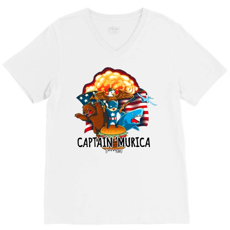 Captain Murika (tw) V-Neck Tee by vendraqidas | Artistshot