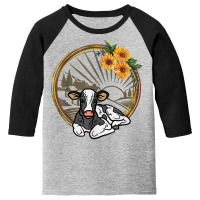 Holstein Dairy Calf And Sunflowers T Shirt Youth 3/4 Sleeve | Artistshot