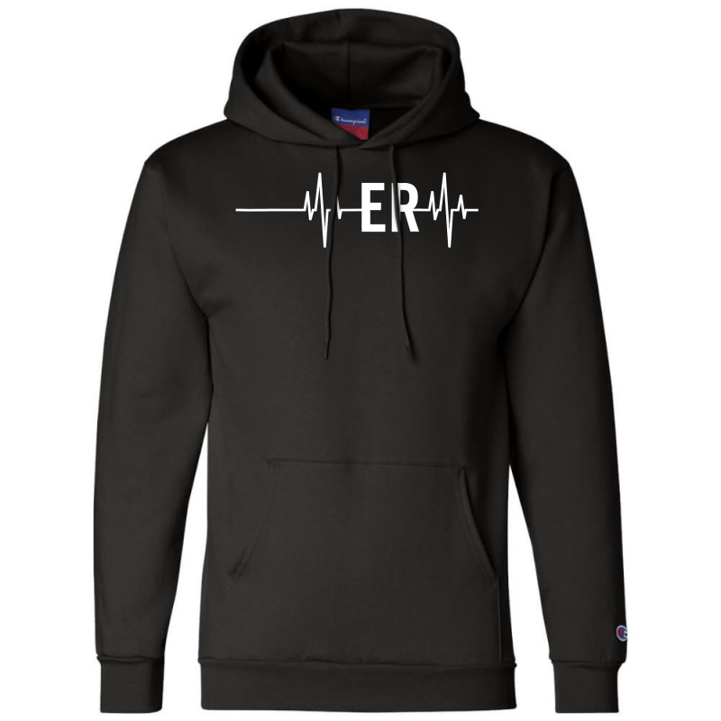 Emergency Medicine Physician Nurse Gift Er Heartbeat Champion Hoodie | Artistshot