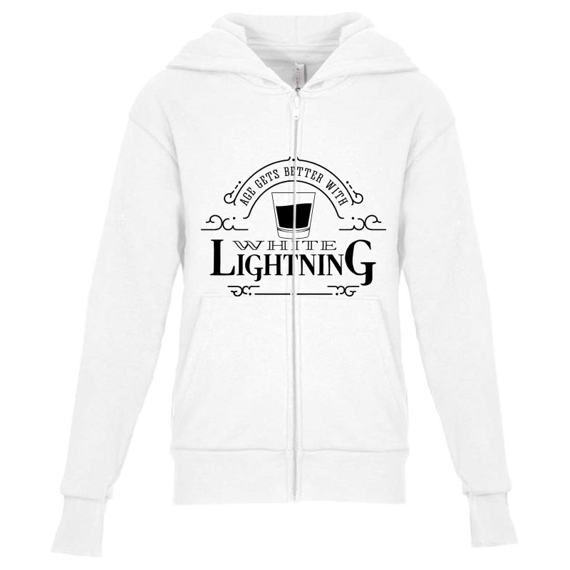 White Lightning Youth Zipper Hoodie by expresionesjmvg | Artistshot