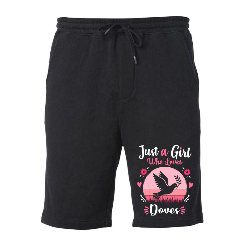 Doves T  Shirt Just A Girl Who Loves Doves Pink Retro Vintage Gift Ide Fleece Short | Artistshot