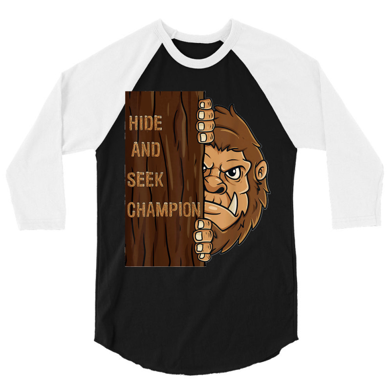 Bigfoot Hide And Seek Champion Funny Sasquatch Forest 3/4 Sleeve Shirt by PamelaJeanBrink | Artistshot