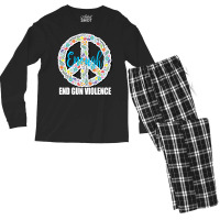 End Gun Violence T  Shirt Peace Sign End Gun Violence Protect Our Kids Men's Long Sleeve Pajama Set | Artistshot