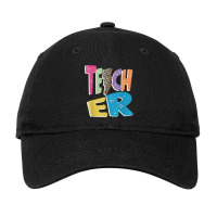 Teacher Colorful Distressed Leopard Lightning Bolt Trendy Adjustable Cap | Artistshot