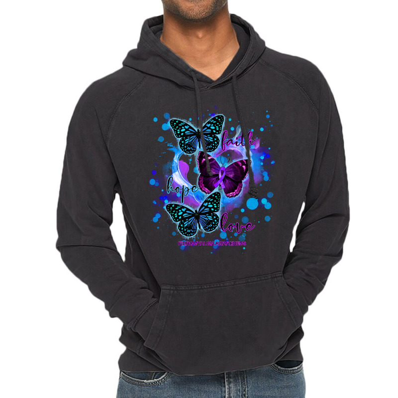 Faith Hope Love Fibromyalgia Awareness T  Shirt Faith Hope Love Butter Vintage Hoodie | Artistshot