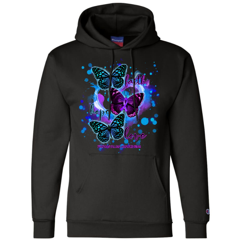 Faith Hope Love Fibromyalgia Awareness T  Shirt Faith Hope Love Butter Champion Hoodie | Artistshot