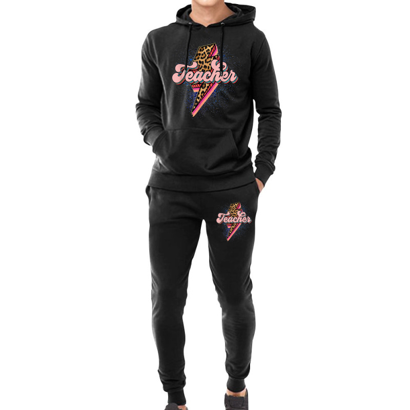 Teacher Leopard Lightning Thunder Western Back To School Hoodie & Jogger Set | Artistshot